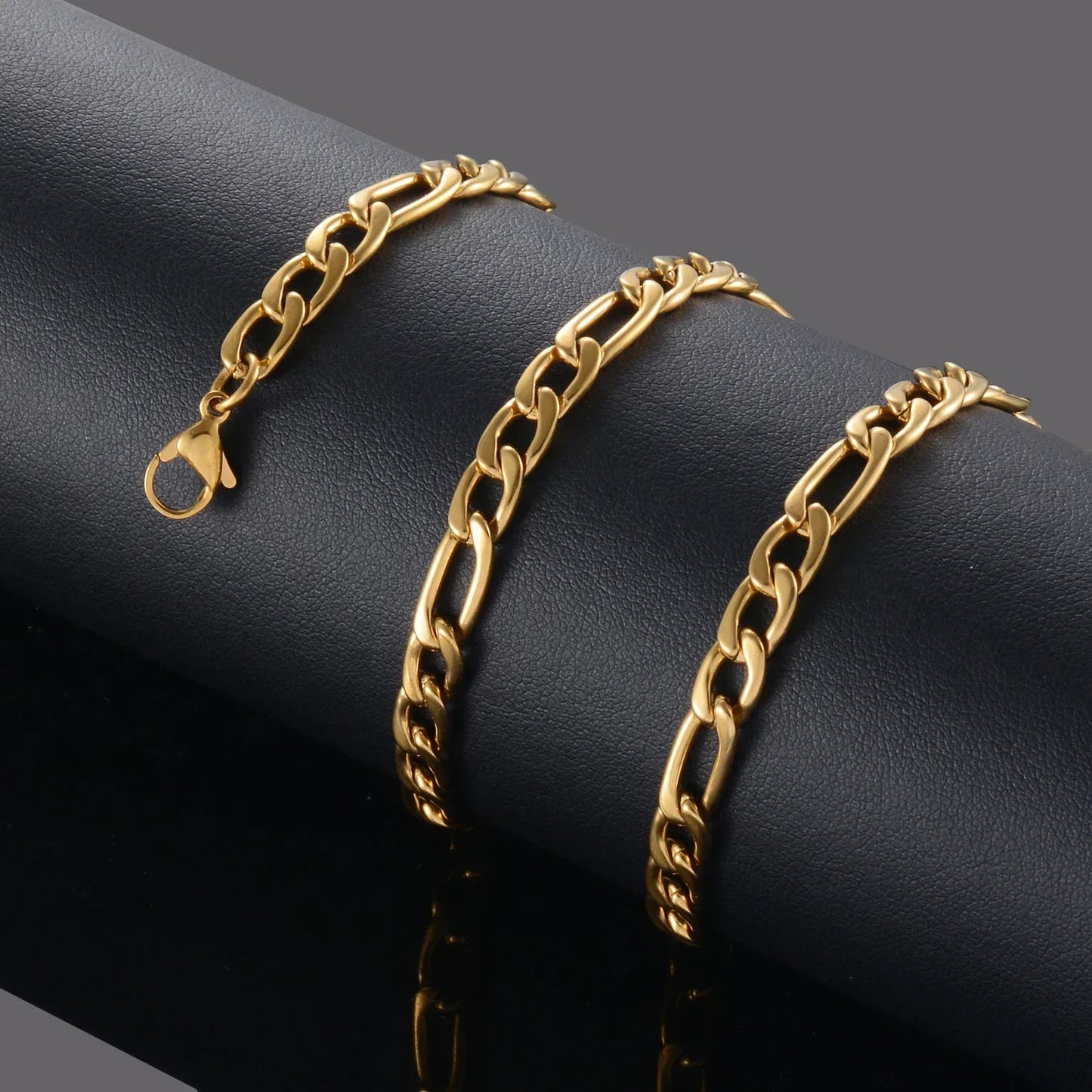 Gold Color Stainless Steel Figaro Chain – 3.0mm-9.5mm for Men & Women, High-Quality Fashion Jewelry