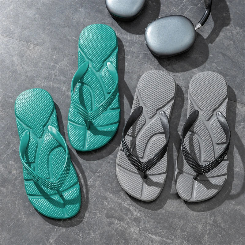 Men’s Black Massage Flip Flops – Big Size 50 Non-Slip Casual Beach Slides, Fashion Comfort Slippers for Outdoor & Home Use
