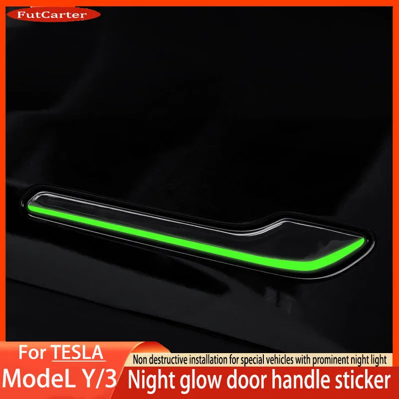 Tesla Model 3/Y Car Door Handle Stickers – Anti-Scratch, Luminous & Scratch-Resistant Car Accessories