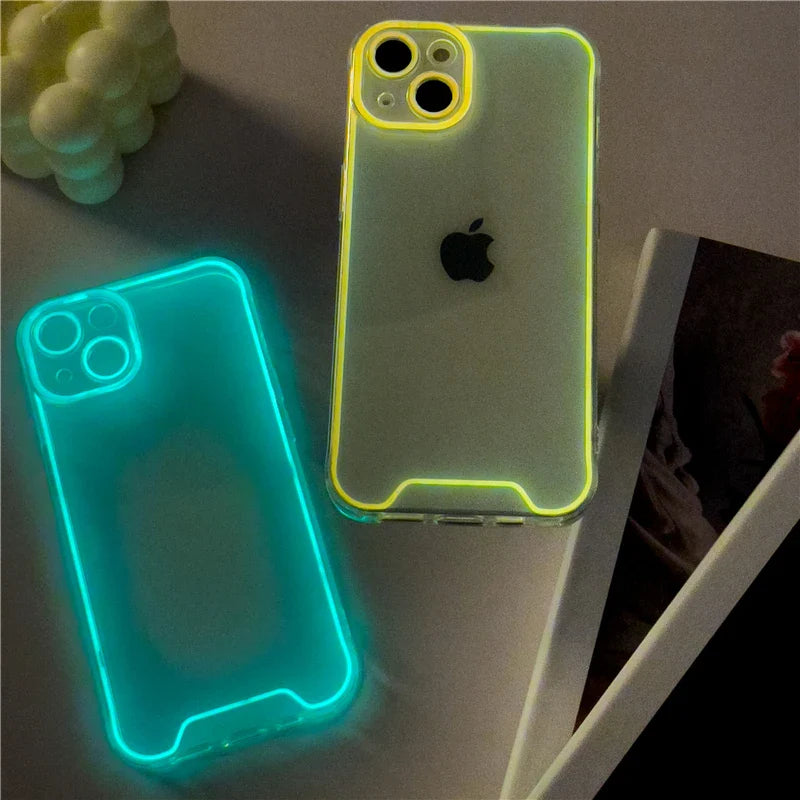Glowing Silicone Night Light Case for iPhone 14/13/12/11/15 Pro Max - Luminous Soft Cover for Enhanced Visibility