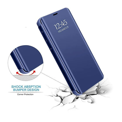 Smart Flip Case for Samsung Galaxy Z Fold – PU Leather Mirror Plating Kickstand Cover, Shockproof Funda for Fold 2/3/4/5/6 & W21/W22 5G
