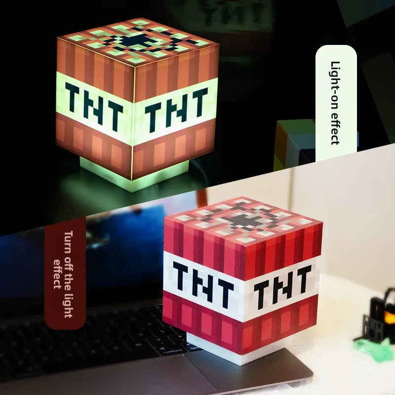 MC Game LED Creeper Night Lamp – Creative Block Button Light for Bedroom, Desk, and Bedside Decoration