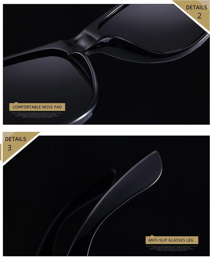 Classic Square Polarized Sunglasses – Retro Black Anti-Glare Driving Shades for Men & Women
