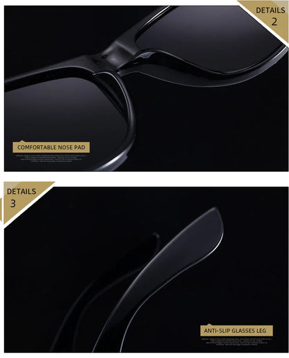Classic Square Polarized Sunglasses – Retro Black Anti-Glare Driving Shades for Men & Women
