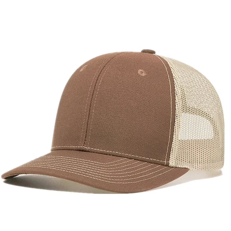 Unisex Curved Brim Trucker Hat - Breathable Summer Mesh Baseball Cap for Men & Women