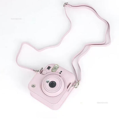 Instax Mini 12 Camera Case - PU Leather Soft Protective Travel Bag with Shoulder Strap for Fujifilm Film Cameras