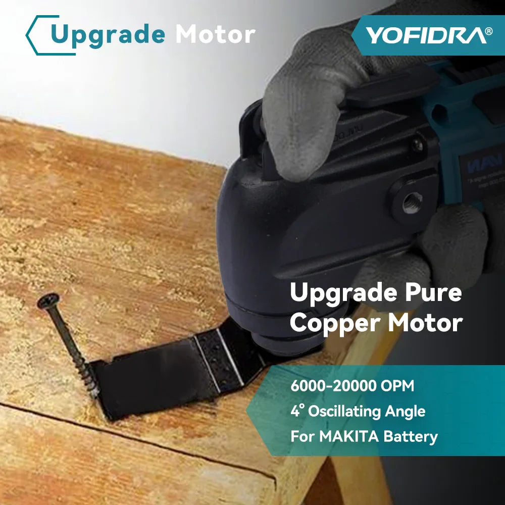YOFIDRA Cordless Oscillating Multi-Tool – 6-Speed Electric Cutting, Polishing & Trimming Machine for 18V/21V Battery
