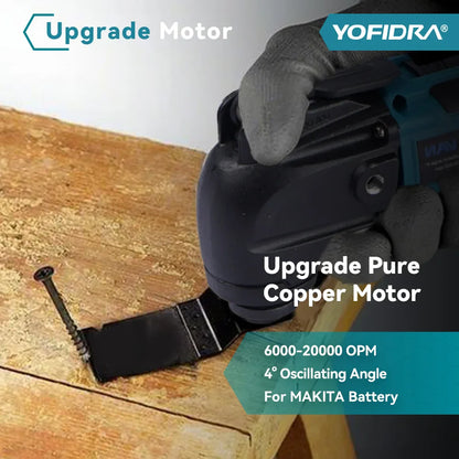 YOFIDRA Cordless Oscillating Multi-Tool – 6-Speed Electric Cutting, Polishing & Trimming Machine for 18V/21V Battery