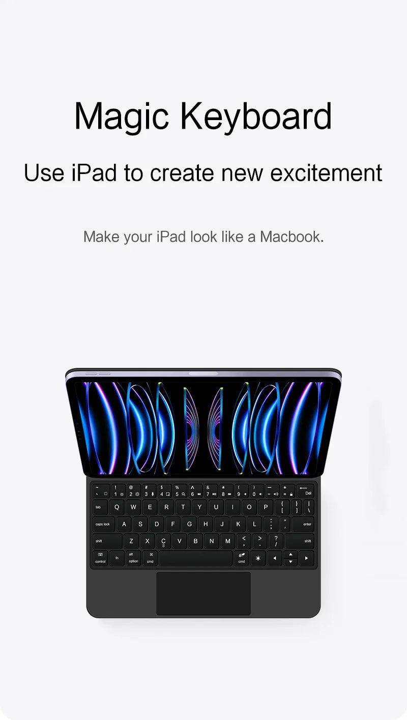 Magic Keyboard for iPad Pro 11/12.9, Air 4/5 & iPad 10th Gen – Smart Magnetic Case & Cover