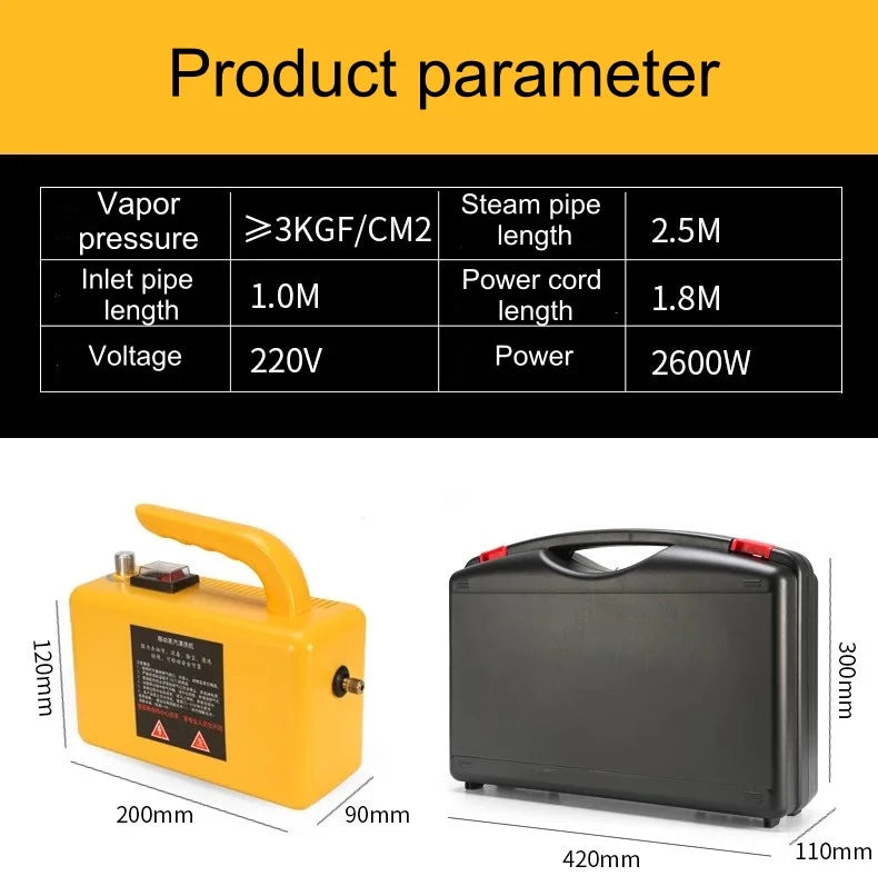 2600W 220V High-Temperature Steam Cleaner - Portable Sterilization Pressure Washer for Home, Car, Kitchen & AC