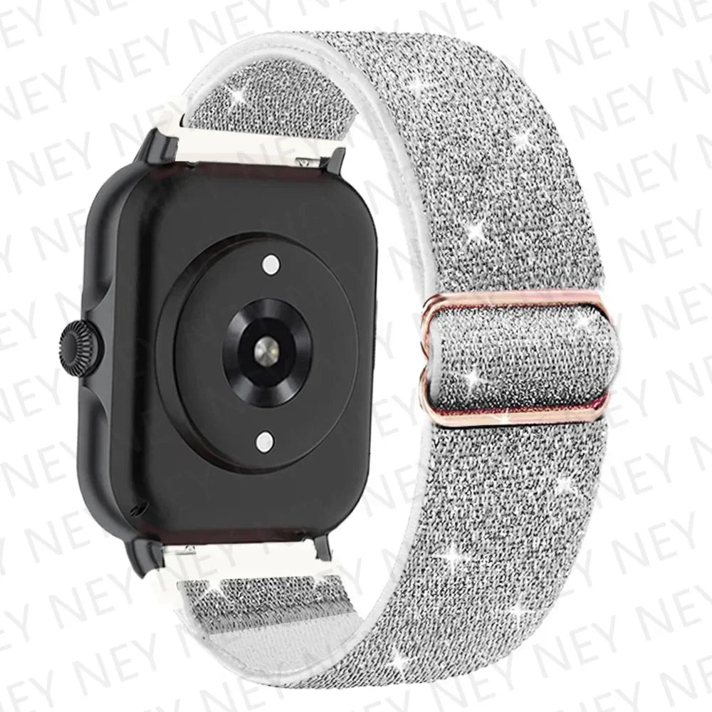 Nylon Elastic Watch Band for Amazfit GTS/GTR 4-3-2, Stratos & Bip Series – Bohemian Shiny Adjustable 20mm/22mm Strap