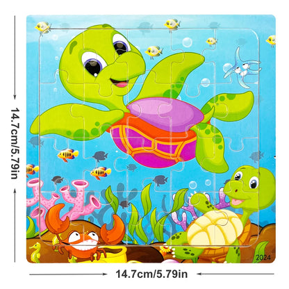 14.7cm Wooden Jigsaw Puzzle – Transportation & Marine Animal Educational Toy for Kids