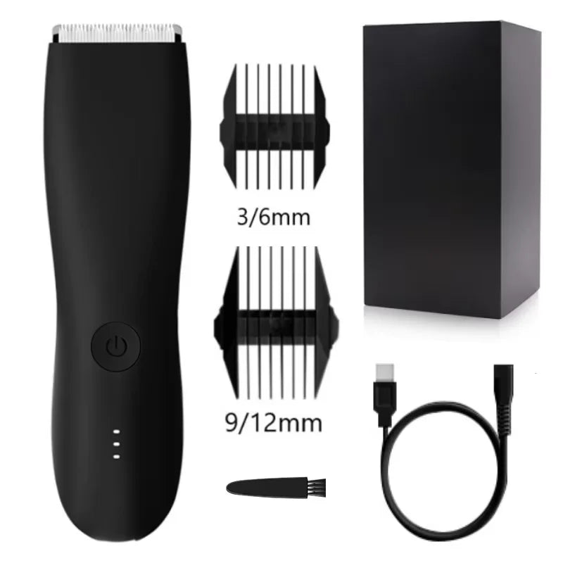 Men’s Body Hair Trimmer – Waterproof Electric Razor with Replaceable Ceramic Blade for Groin & Pubic Grooming