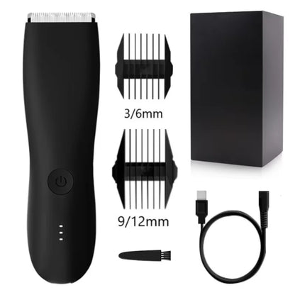 Men’s Body Hair Trimmer – Waterproof Electric Razor with Replaceable Ceramic Blade for Groin & Pubic Grooming
