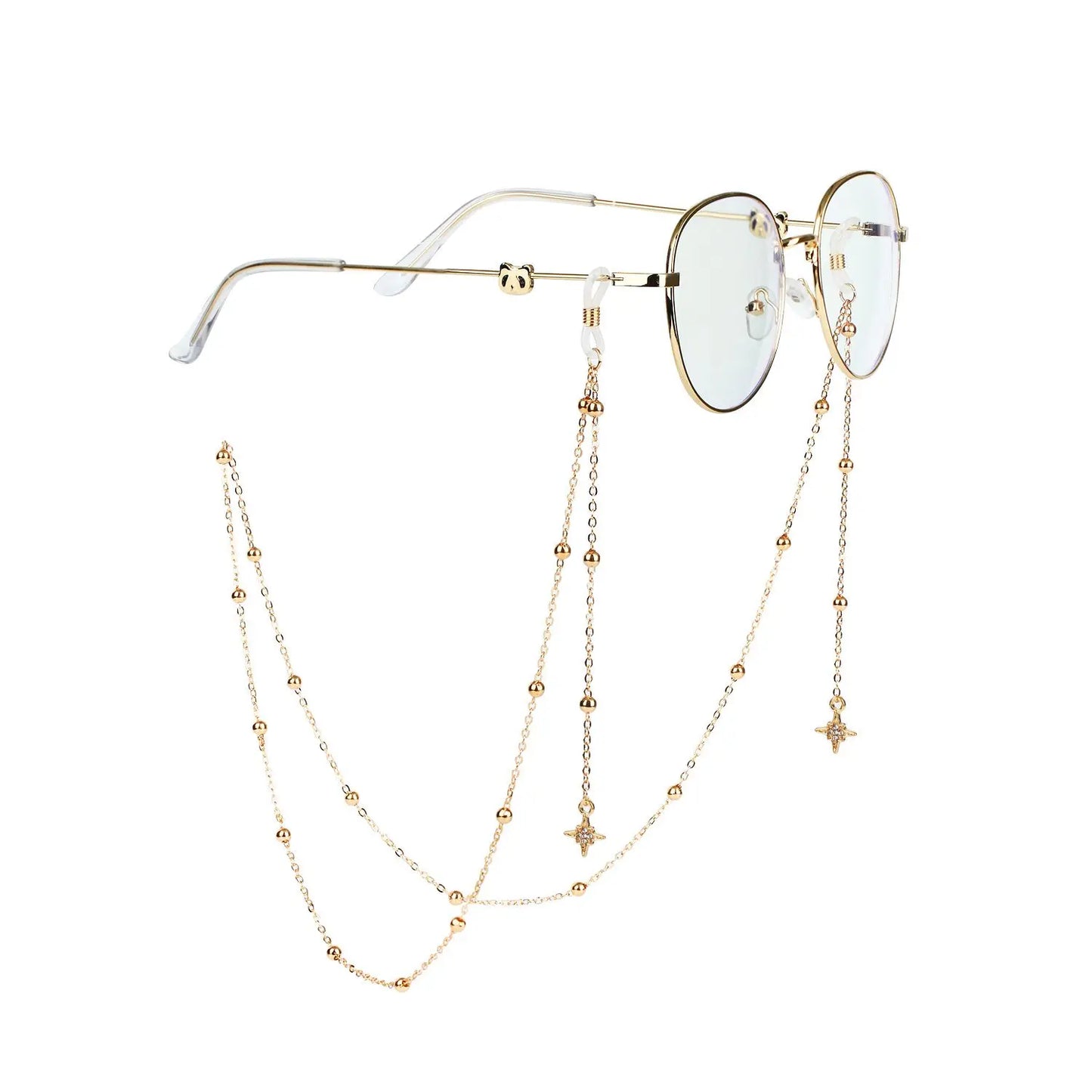 New Fashion Women's Eyeglass Chain - Hollow Star & Pearl Beaded Lanyard for Sunglasses & Reading Glasses, Neck Strap Holder