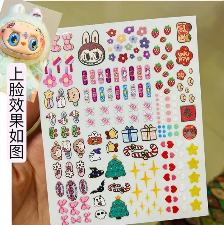 17cm Labubu V1/V2 Custom Eye Stickers Eyelash Vinyl Doll Makeup DIY Tools Accessories
