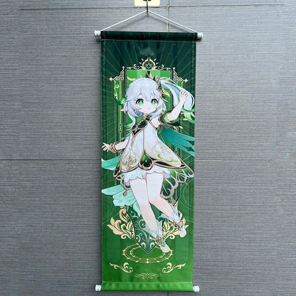 Hot Game Impact Scroll Canvas – Cartoon Heroes Wall Hanging Poster for Cosplay, Halloween, Xmas Decor & Gifts