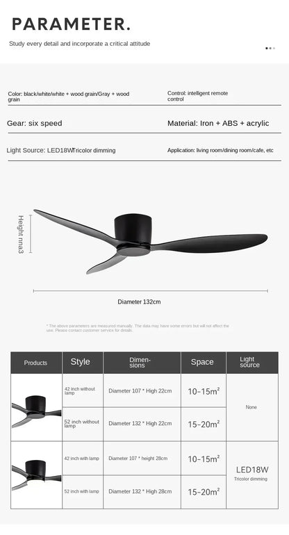 LED Ceiling Mounted Fan Light - Nordic Style Decorative Ceiling Fan for Living Room, Restaurant, and Minimalist Household Use