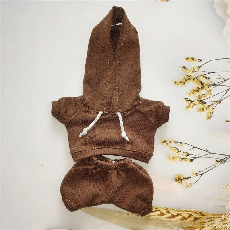Labubu Casual Sweatsuit Set for 15/17cm Dolls — Comfy Doll Clothes with Ribbed Hem Details
