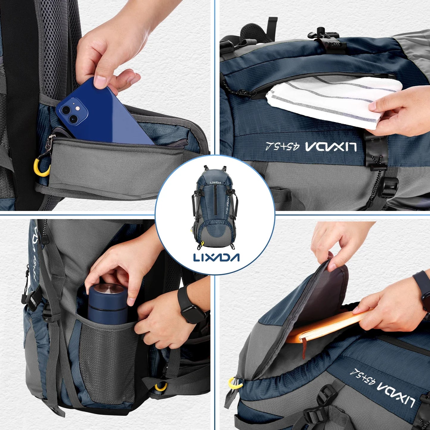 50L Waterproof Hiking Camping Backpack – Outdoor Travel Climbing Trekking Bag with Rain Cover