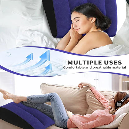 Inflatable Travel Pillow – Multifunctional Body & Lumbar Support, Yoga Pillow & Air Cushion for Travel Positions, Triangular Design