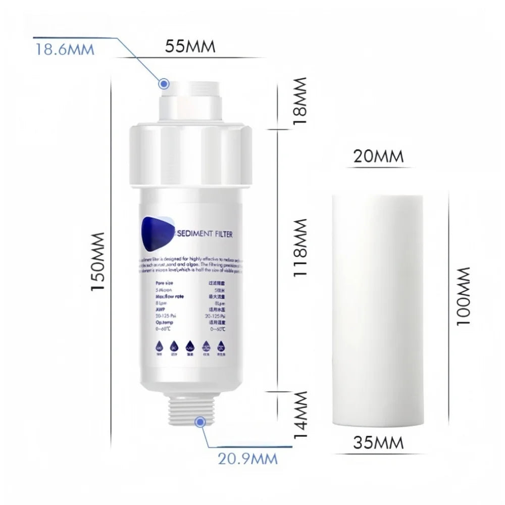 PP Cotton Pre-Filter Water Filter Cartridge – Heavy Metal Removal Purifier for Household, Washing Machine & Shower Water Filtration System
