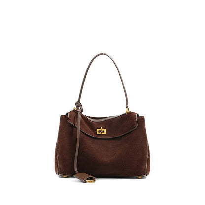Autumn Winter Suede Leather Tote – Frosted Cowhide High-Capacity Shoulder Kelly Bag