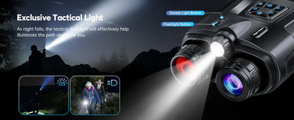 4K Night Vision Binoculars with 3" Screen – 8X Digital Zoom, Infrared Goggles, Tactical Light, 5000mAh Rechargeable