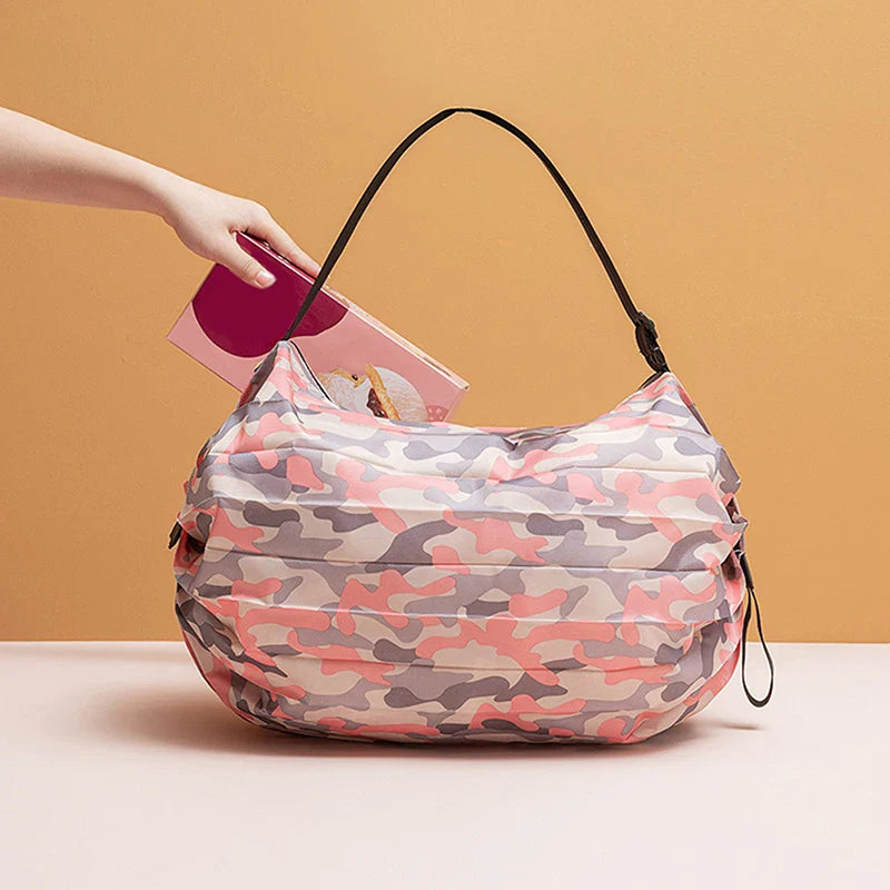 Portable Travel Camouflage Handbag - Foldable Storage Bag with Handle, Large Capacity Shopping Bag
