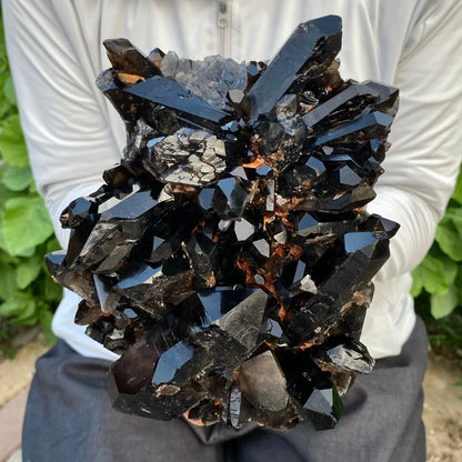 Natural Smoky Black Quartz Crystal Cluster - Large Mineral Specimen & Spiritual Energy Decor