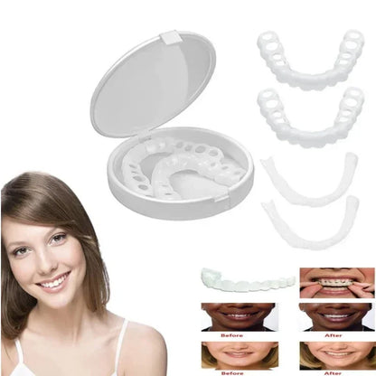 Perfect Fit Snap-On Silicone Smile Veneers - Teeth Whitening Fake Tooth Cover, Upper False Tooth for Oral Hygiene Care