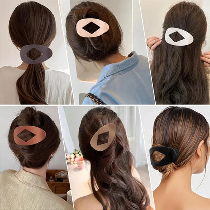 Women’s Fashion Oval Leopard Flat Hair Claw Clip – Acrylic Matte Curved Barrettes for Stylish Everyday Hair Styling Accessories