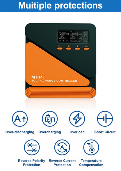 EASUN MPPT Solar Charge Controller — 10A-60A Regulator for 12V/24V Battery, 100V PV Input