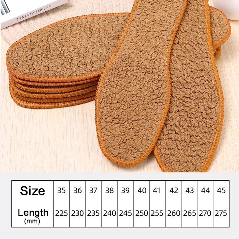 Winter Alpaca Wool Insoles - Soft Plush Thermal Shoe Insoles for Women and Men, Breathable Heat Pads for Snow Boots