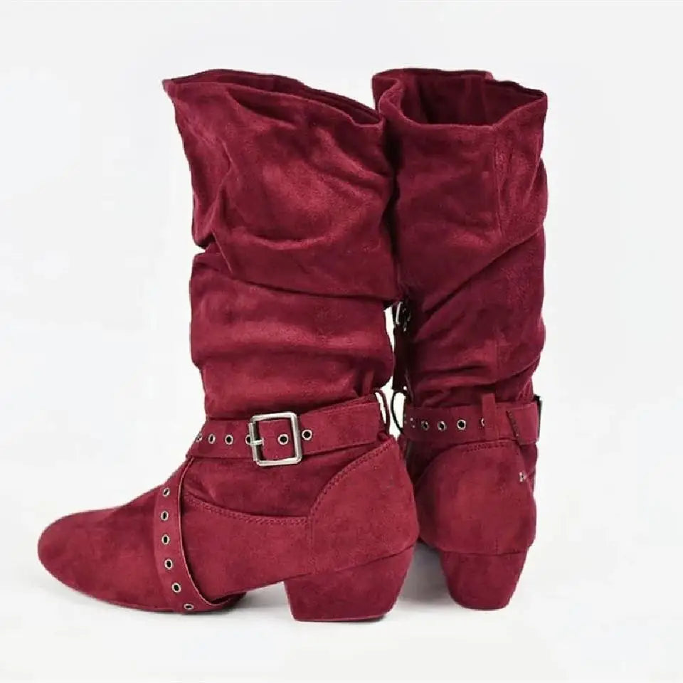 Wedopus Women’s Customized Heel Western Dance Boots – Black Suede Cowboy Shoes for Urban Dancing