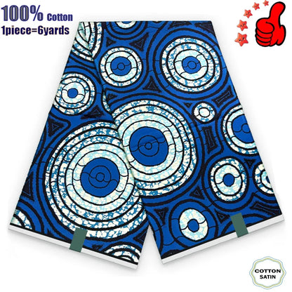 African Real Wax Print Fabric - 100% Cotton Ghana Nigeria Style Ankara Batik Sewing Material