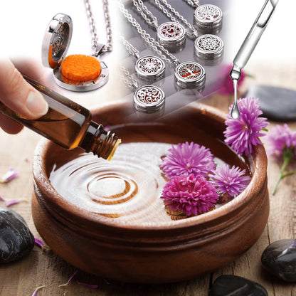 Tree of Life Aromatherapy Necklace - Stainless Steel Essential Oil Diffuser Amulet Perfume Locket Pendant, Women's Jewelry Gift