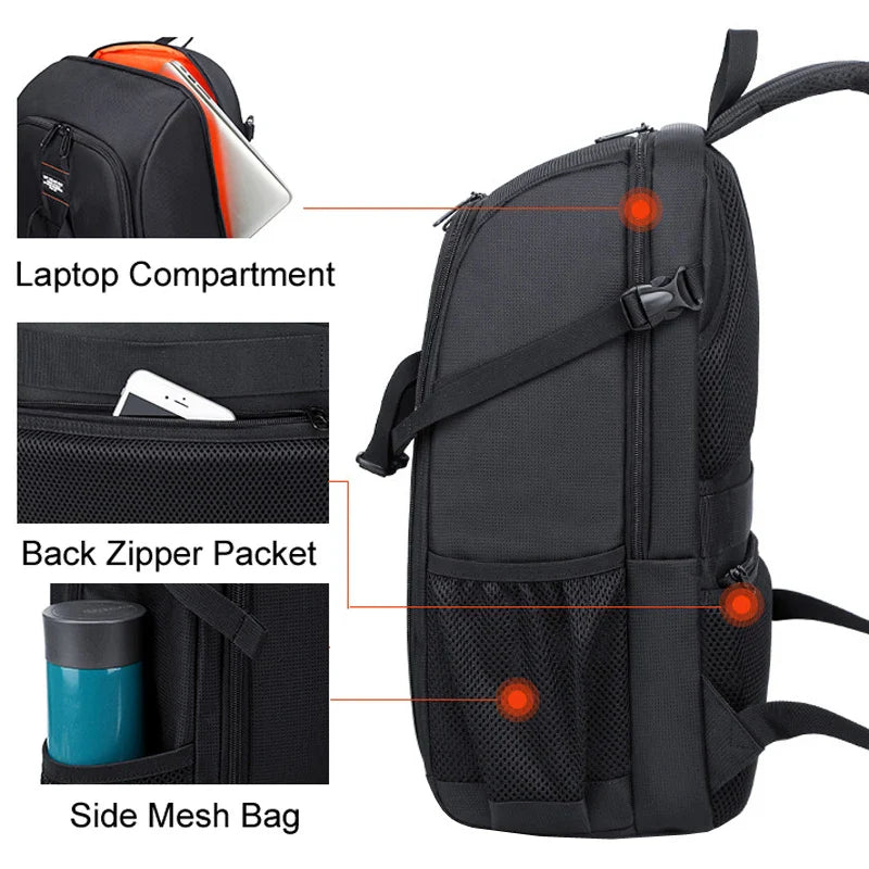 Large Capacity DSLR Camera Backpack - Waterproof Photography Bag with Tripod Holder and Rain Cover for Canon, Nikon, Sony, Pentax