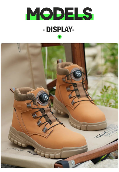 2024 Fashion Waterproof Security Work Boots – Protective Leather, Anti-Smash & Anti-Puncture Industrial Safety Shoes