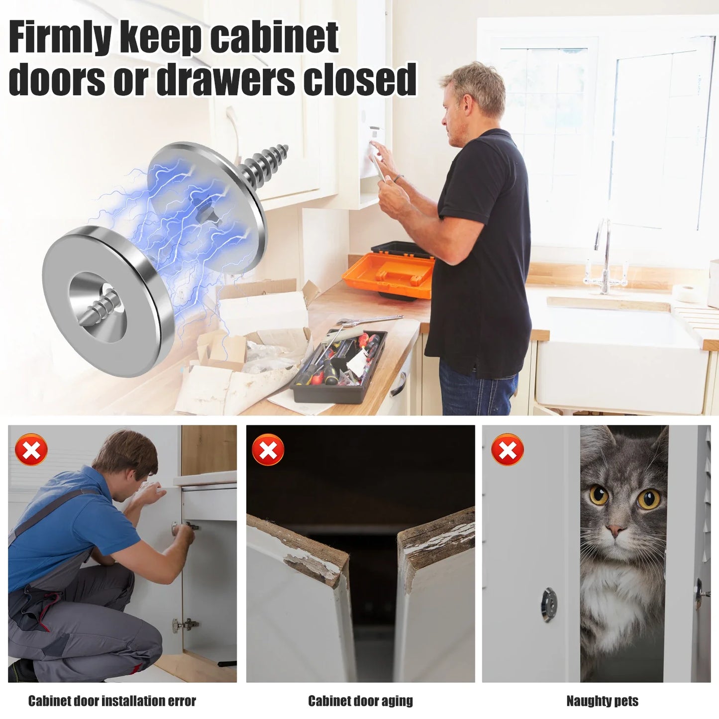 12Pcs Magnetic Cabinet Door Closure – Hidden Metal Catch for Closet & Cabinet Doors