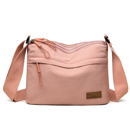 Women's Large Capacity Nylon Crossbody Bag - Spacious 3-Pocket Shoulder Purse for Shopping & Daily Use