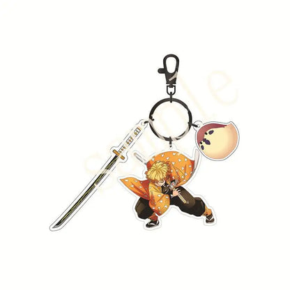 Anime Demon Slayer Acrylic Keychain – Tanjiro & Nezuko Kamado Cartoon Schoolbag Pendant Character Charm Kids Gift Accessories