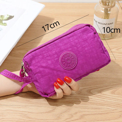 Large-Capacity Three-Zipper Wallet & Handbag – Retro Mobile Phone Bag & Portable Fashion Storage for Women & Students