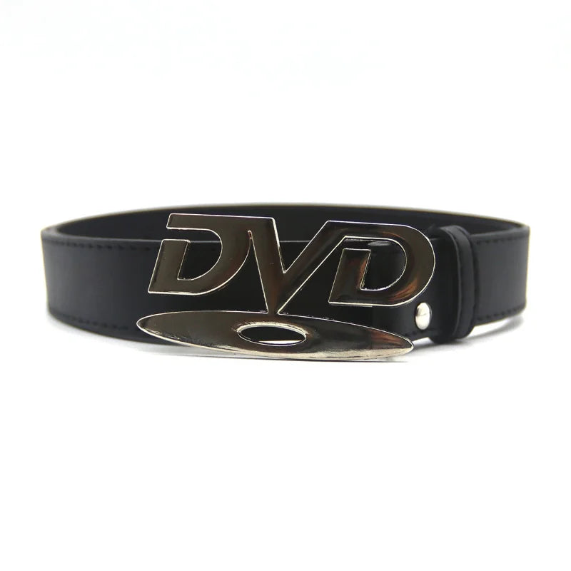 Unisex Vintage DVD Buckle Belt – Nostalgic Design Waist Strap for Jeans, Casual Fashion Belt for Men & Women