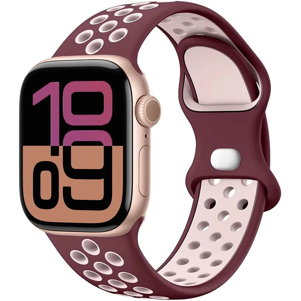 Silicone Apple Watch Strap - Breathable Wristband for Watch 11/10/9/8/7 Ultra 3/2 SE Series 49mm-41mm