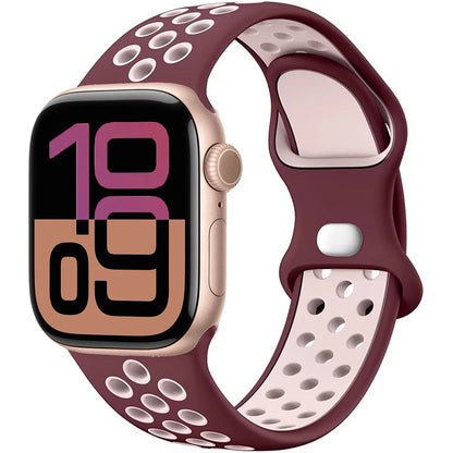 Silicone Apple Watch Strap - Breathable Wristband for Watch 11/10/9/8/7 Ultra 3/2 SE Series 49mm-41mm