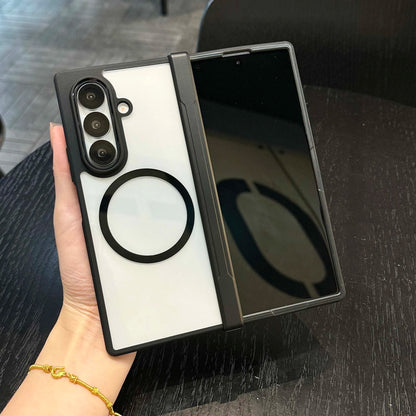 MagSafe-Compatible Case for Samsung Galaxy Z Fold 7 – Translucent Hinge, Shockproof Folding Cover with Magnetic Wireless Charging