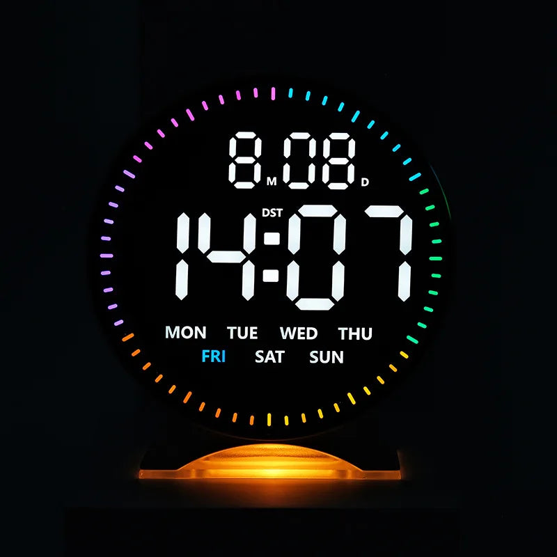 LED Digital Alarm Clock with Adjustable Brightness — Week, Date & Seconds Display, 2 Alarms, 12/24H Table Clock with Ambient Light
