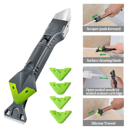 5-in-1 Silicone Sealant Remover and Caulk Finisher Kit - Grout Seam Repair and Smooth Removal Hand Tools Set