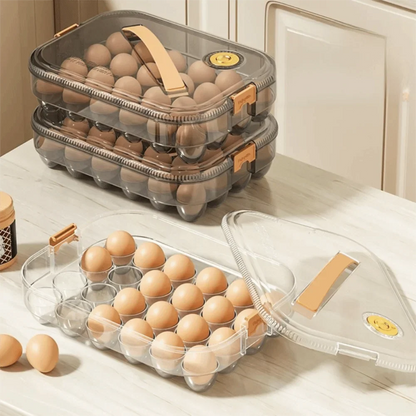 24 Grid Transparent Egg Storage Box - Food Grade Refrigerator Container with Lid for Space Saving Fresh Egg Organization